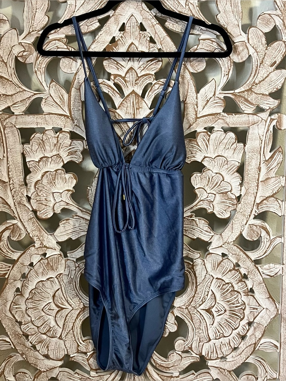 NWT Primark Silky Strappy Blue One Piece Swimsuit Sz XL